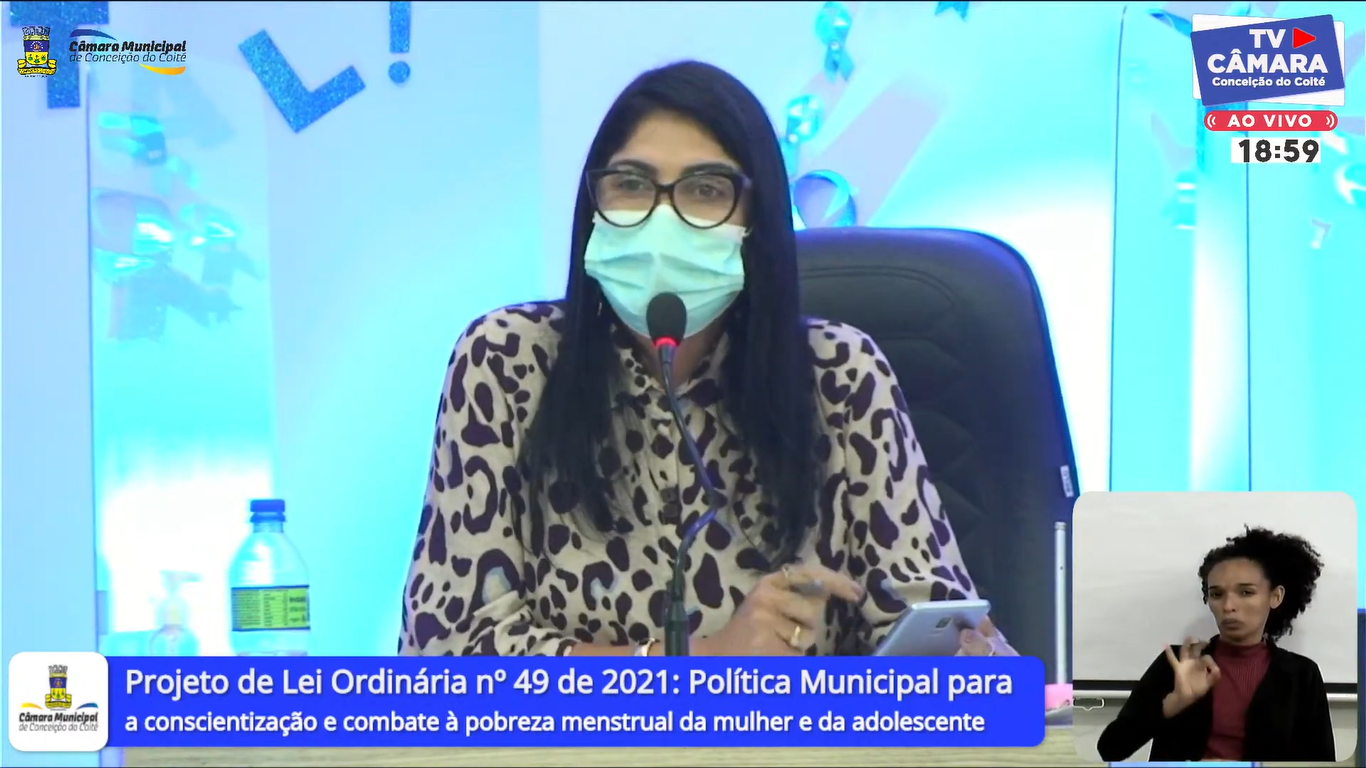 Câmara Municipal aprova Projeto de Lei que dispõe sobre Política Municipal para conscientização e combate à pobreza menstrual da mulher e da adolescente.
